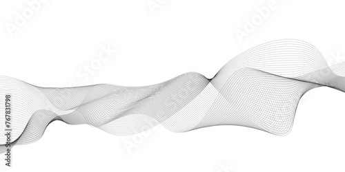 Abstract wave lines background. Blending wave line background. Black wave on white background.