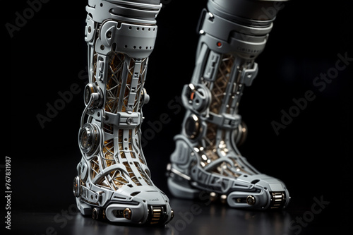 Bionic prosthetic leg. Cybernetic technologies in prosthetics. Leg prosthesis.  © vachom