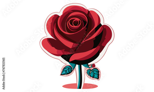 Sweet Rose Drawing Elevated by Striking Black Borders Chic Beauty Vector Image