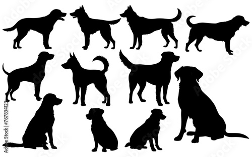 set of a dog silhouette vector illustration