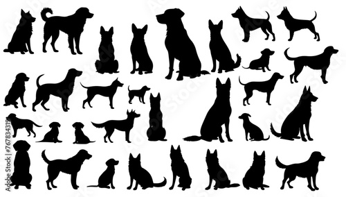 set of a dog silhouette vector illustration