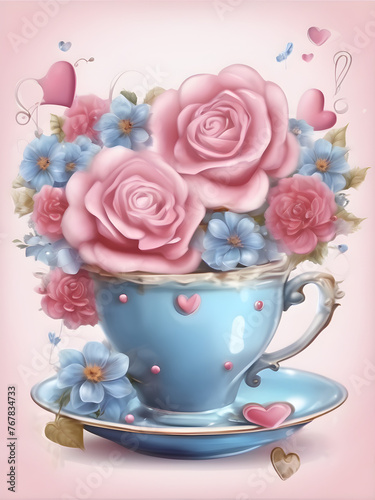 Cup with roses 