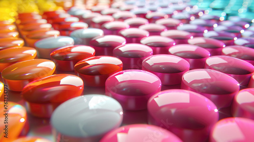 Colored medicine pills in close-up 