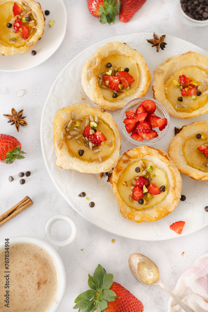 Delightful Apple Tartlets with Fresh Strawberries and Nuts