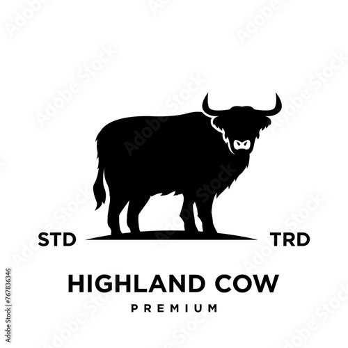highland cattle cow illustration hand drawn symbol icon logo design
