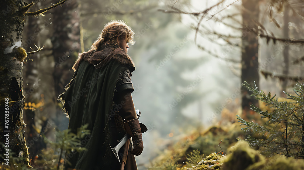 Sigurd in the wild nature. Copy Space.