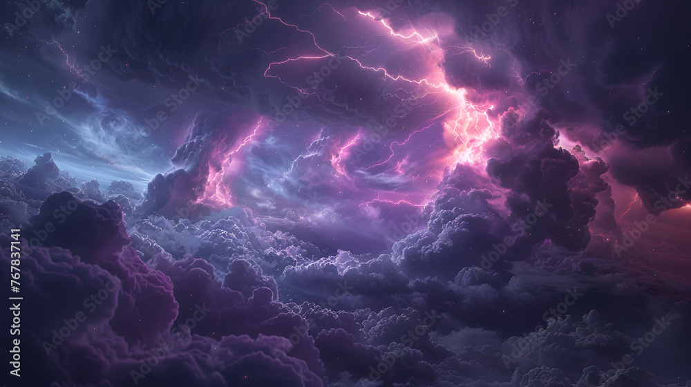 Lightning storm cloud - obrazy, fototapety, plakaty 
