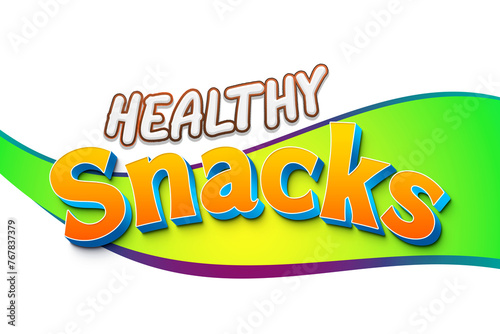 Snacks_Text_Effect. 3D outlined comic text effect. Fun snacks time graphic style on halftone abstract background.