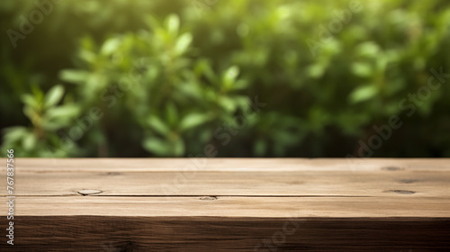 Wooden background with copy space for green garden or nature themes