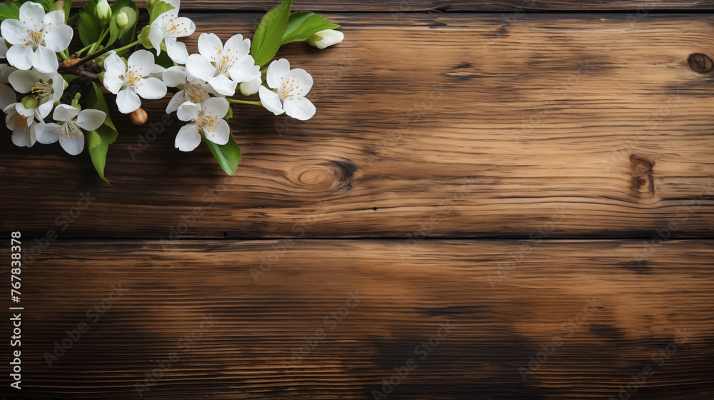 Dark wooden background with copy space and a spring floral arrangement Dark wooden background with copy space and a spring floral arrangement