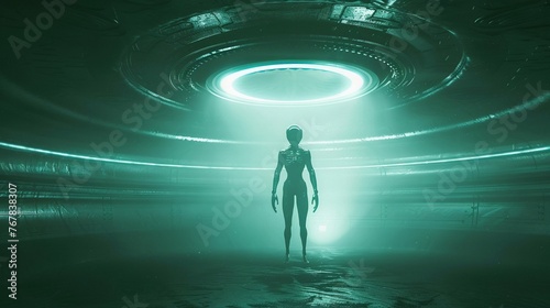 Alien pilot inside a UFO , low noise