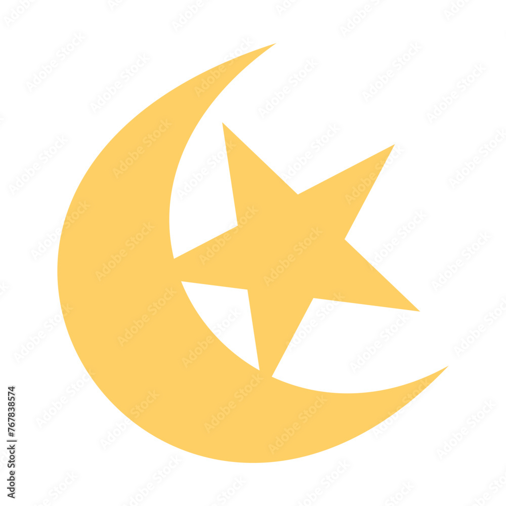 crescent moon with star isolated icon vector illustration design graphic flat style. Graphic design template elements with spiritual and religious themes crescent moon with star isolated icon vector illustration design graphic flat style. Graphic design template elements with spiritual and religious themes