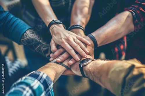 A group of people are holding hands in a circle © BetterPhoto