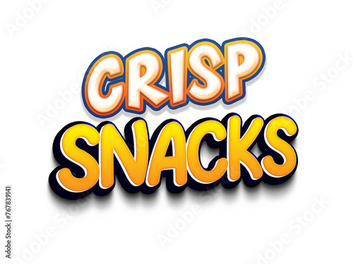 Snacks_Text_Effect. 3D outlined comic text effect. Fun snacks time graphic style on halftone abstract background.