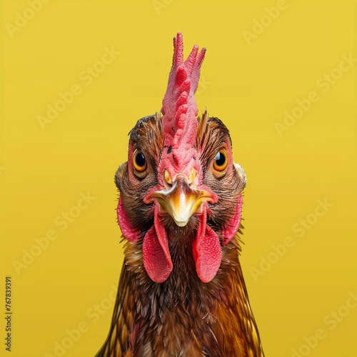 Wallpaper Mural Funny image of a hen on a yellow background. Torontodigital.ca