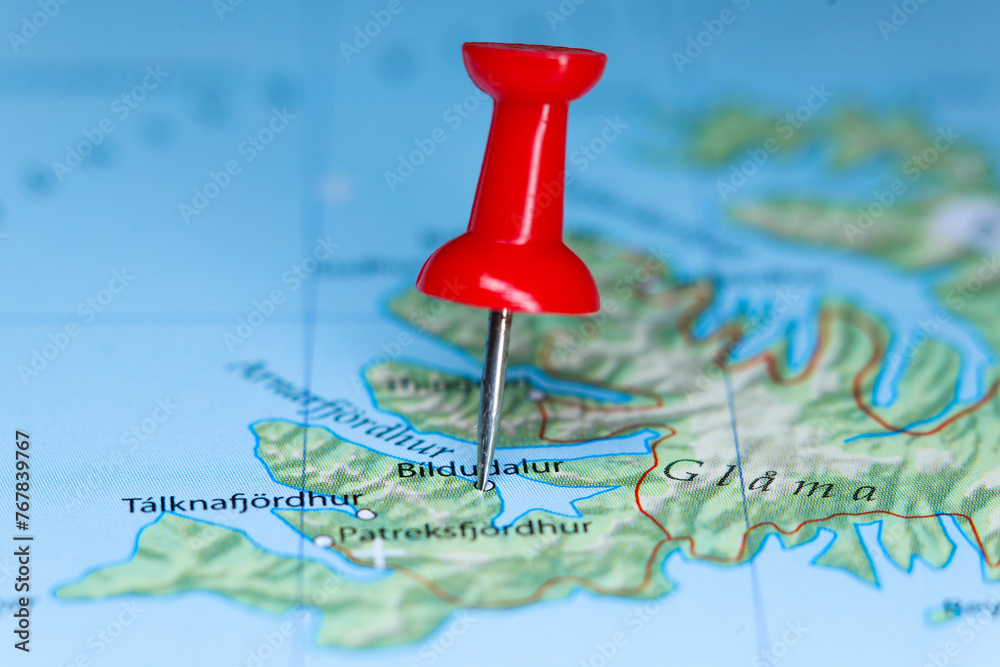 Bildudalur, Iceland pin on map Bildudalur, Iceland pin on map