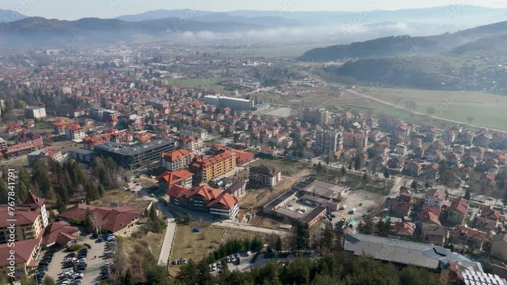 Aerial view of the cityscape of Velingrad on a sunny day in Pazardzhik Province, Southern Bulgaria Aerial view of the cityscape of Velingrad on a sunny day in Pazardzhik Province, Southern Bulgaria
