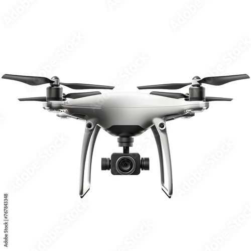 Cutting-edge drone with built-in camera isolated on white or transparent background