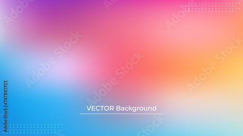 Abstract blurred gradient mesh background in bright rainbow colors. Colorful smooth banner template. Easy editable soft colored vector illustration in EPS10 without transparency.