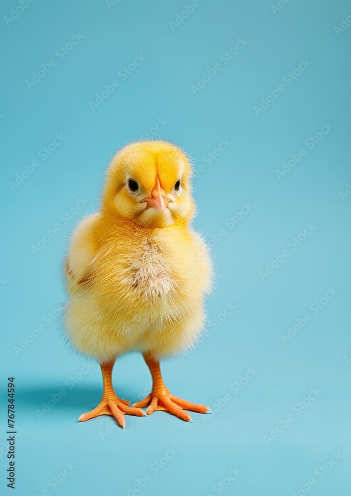 Yellow little chick on a blue background. Yellow little chick on a blue background.