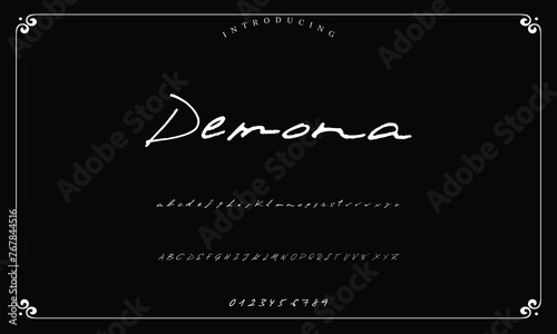 Lettering signature font isolated on background. brus style alphabet. Vector logo letters.