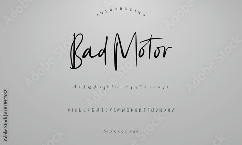 Lettering signature font isolated on background. brus style alphabet. Vector logo letters.