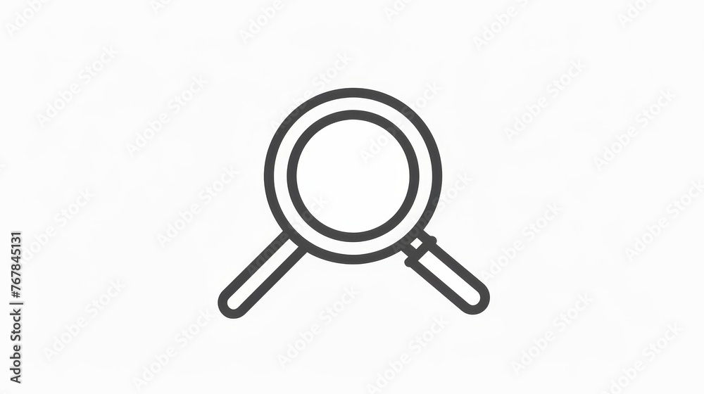 Isolated on white, magnifying glass line icon, outline modern sign, linear pictogram. Logo illustration. Isolated on white, magnifying glass line icon, outline modern sign, linear pictogram. Logo illustration.