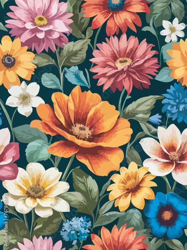 Seamless floral pattern: A Vivid Spring Floral Symphony