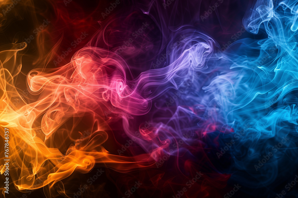 illustration of abstract colorful waves on black background	