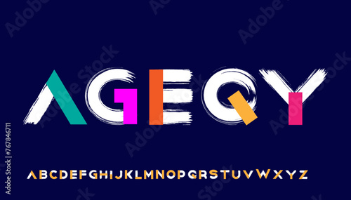 Brush stroke capital alphabet letter logo design photo