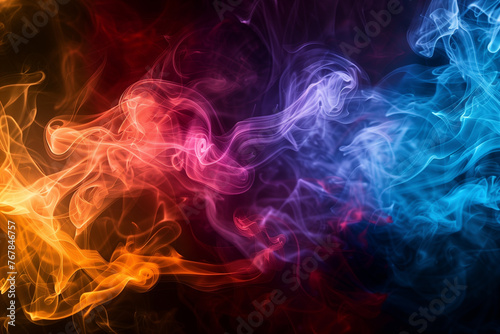 illustration of abstract colorful waves on black background 