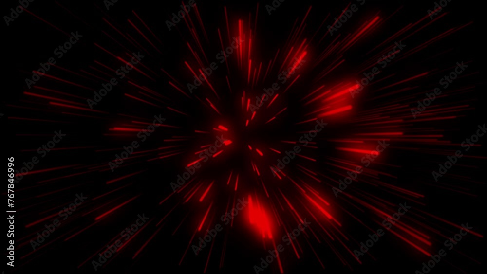 Abstract animated background of hyperspace jump in outer space with burst of colorful red lights Abstract animated background of hyperspace jump in outer space with burst of colorful red lights