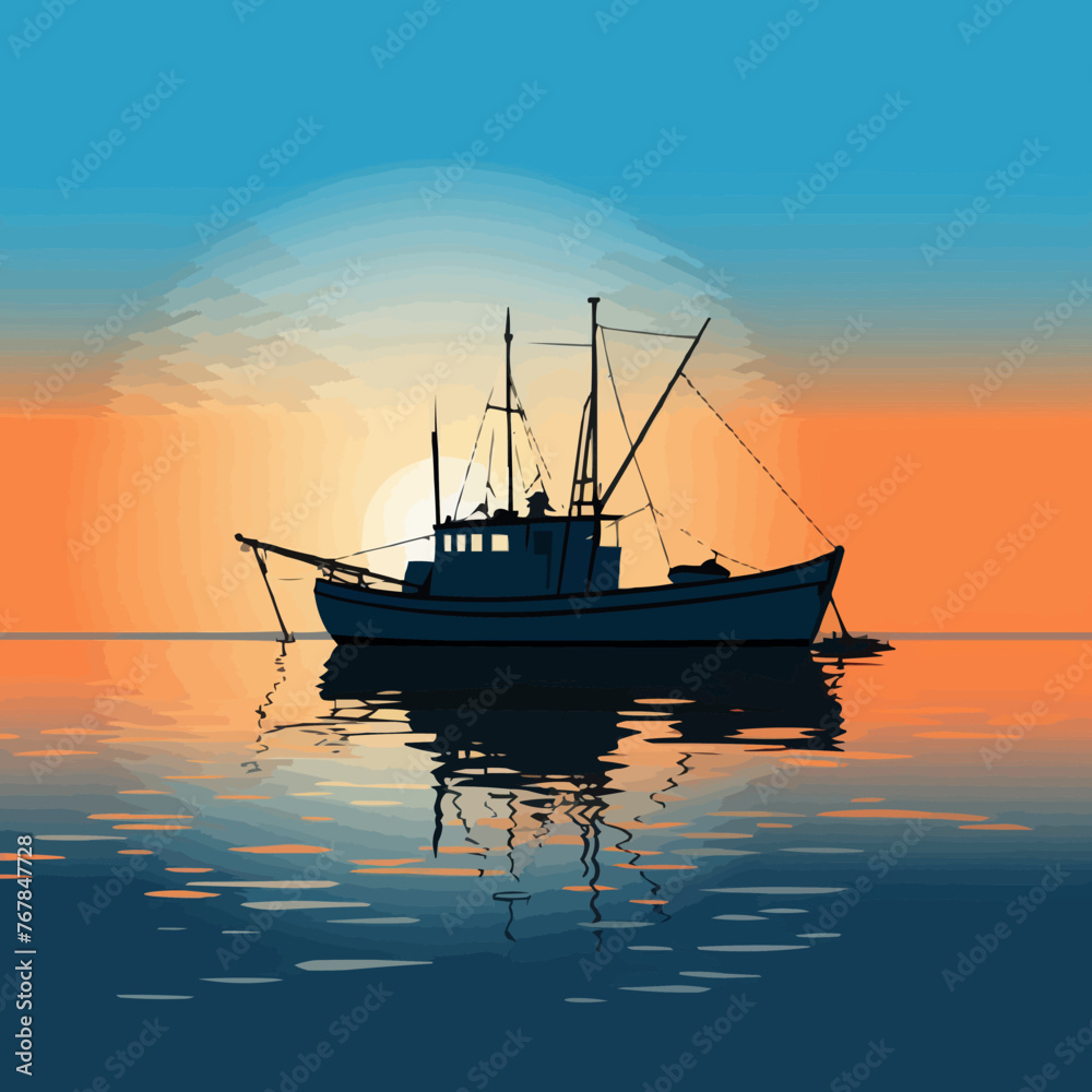 Fishing boat silhouette. Vector illustration