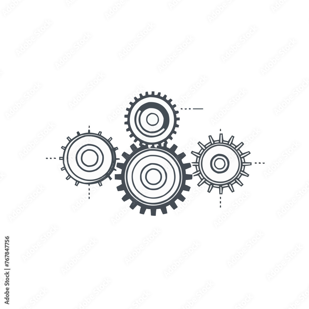 Gear wheels collection isolated on white background, Gear wheels, mechanics gear.