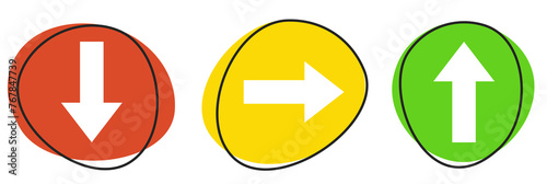 Free Download Pfeile in 3 Richtungen auf bunten Buttons - GFXLoad