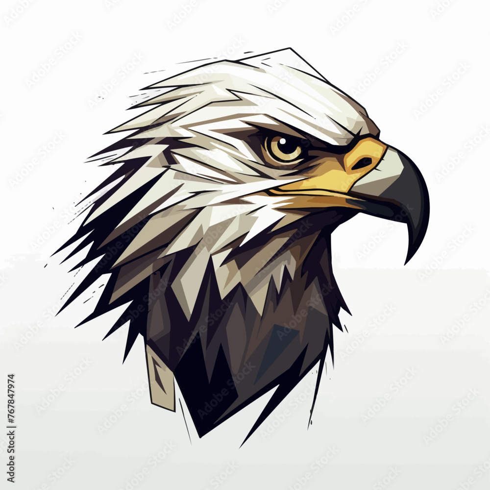Fototapeta premium Eagle | Minimalist and Simple Line White background - Vector illustration
