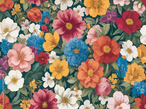 Seamless floral pattern  A Vivid Spring Floral Symphony