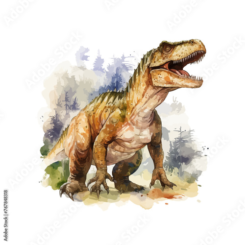 Dinosaur  watercolor painting. vector illustration of animal collection.