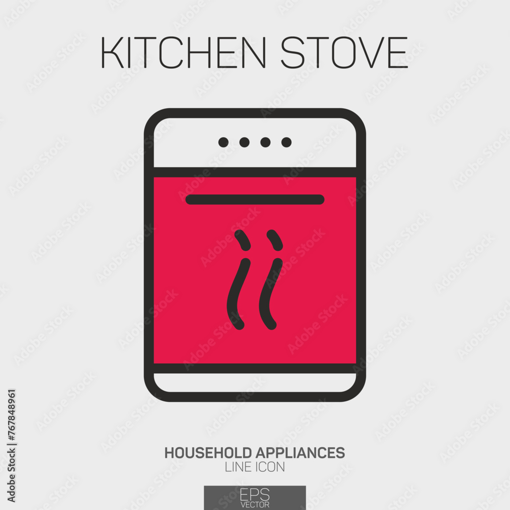 Kitchen Stove line icon two color