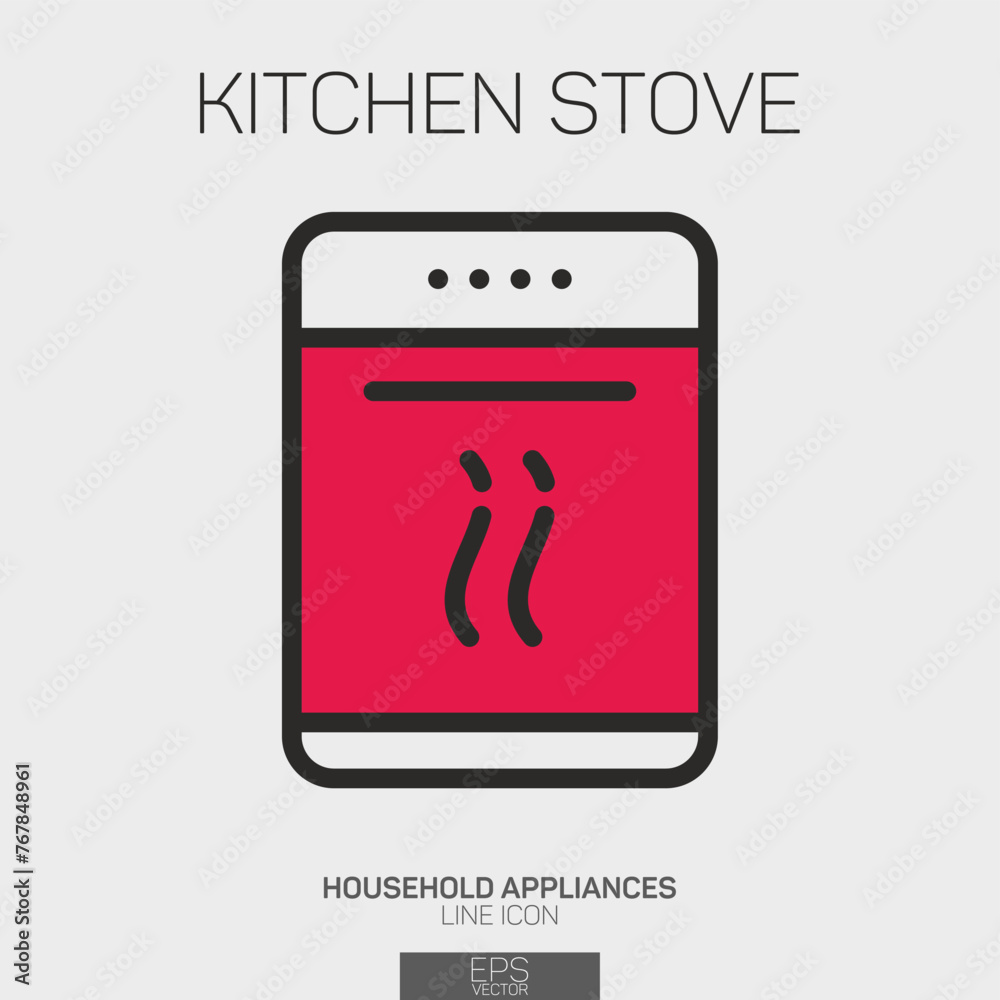 Kitchen Stove line icon two color Kitchen Stove line icon two color
