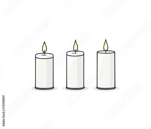 Candle | Minimalist and Simple set of 3 Line White background