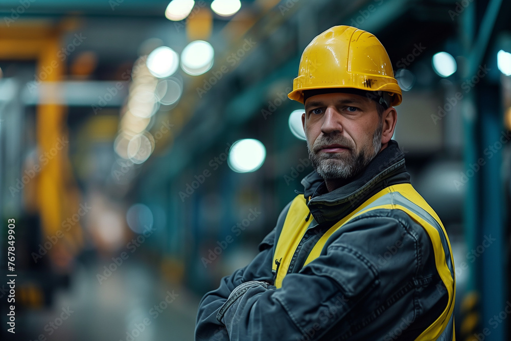 Worker man in factory Worker man in factory