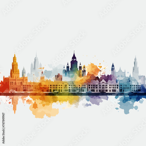 Kanpur India City Skyline with Color Buildings isolated on white.
