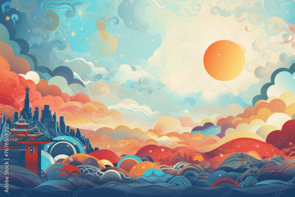 Fototapeta premium abstract background for East Meets West Day
