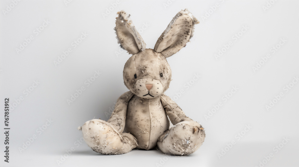 ボロボロで汚いウサギのぬいぐるみ