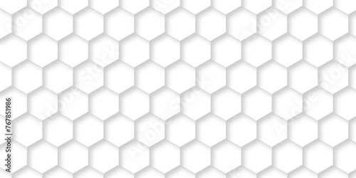 Fototapeta Naklejka Na Ścianę i Meble -  White hexagon pattern abstract background. Hexagonal shape background texture. Seamless pattern of the hexagonal.