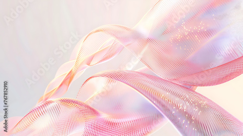 3d render of pastel colored silk ribbons gracefully flowing pink abstract background