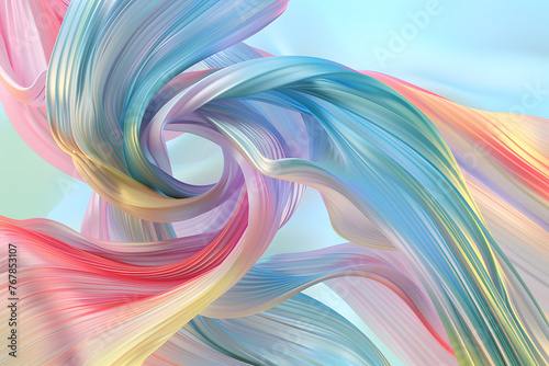 3D background in the form of abstract matte waves of various colors, abstract illustration in light delicate colors