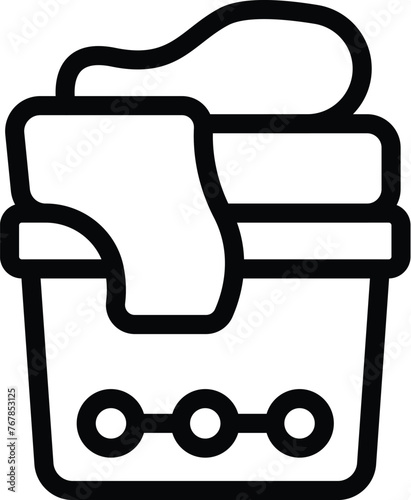 Washing bin icon outline vector. Plastic clothes container. Laundry hamper storage photo