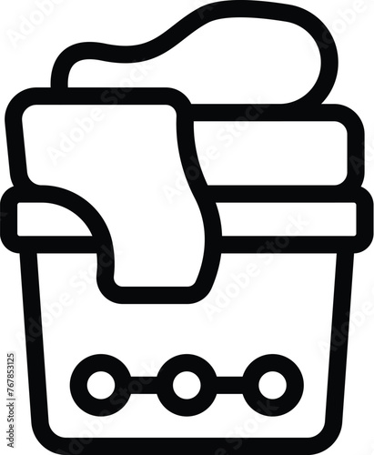 Washing bin icon outline vector. Plastic clothes container. Laundry hamper storage